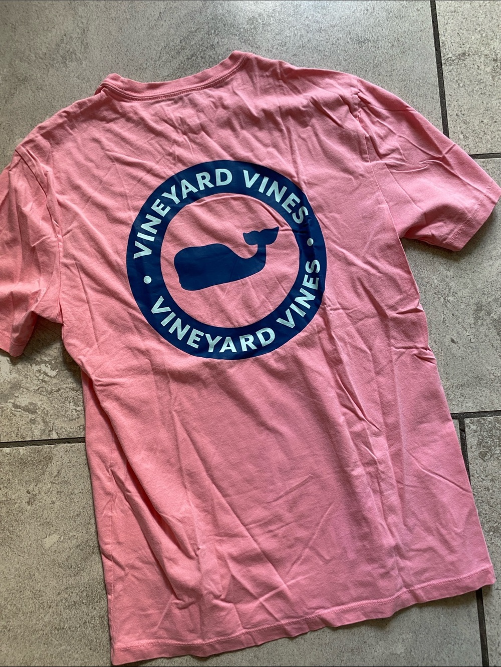 Vineyard Vines Pink Tee with Navy Whale Circle Logo